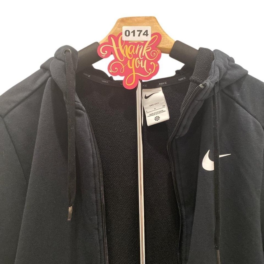Nike Dri Fit Black Full Zip Hoodie Athletic Athleisure Sweatshirt Womens Small - Picture 8 of 8